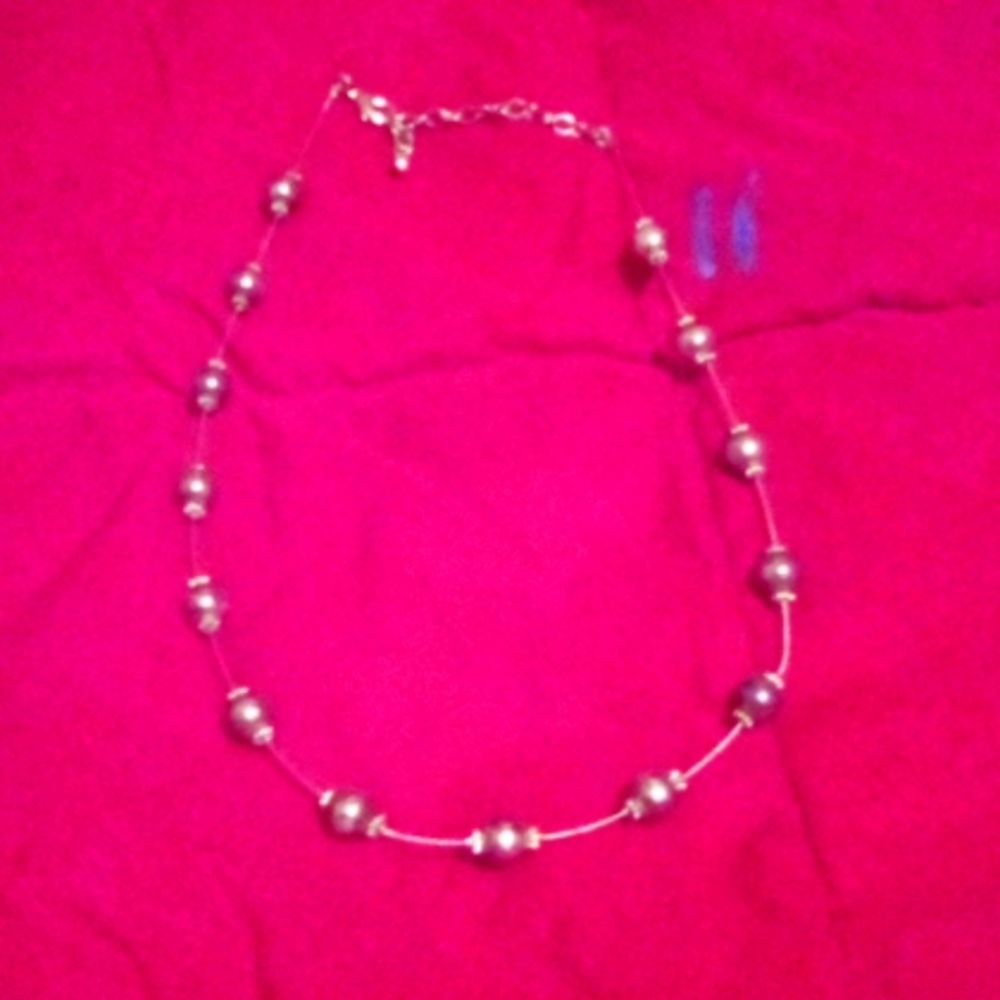 Gun metal colored pearl necklace